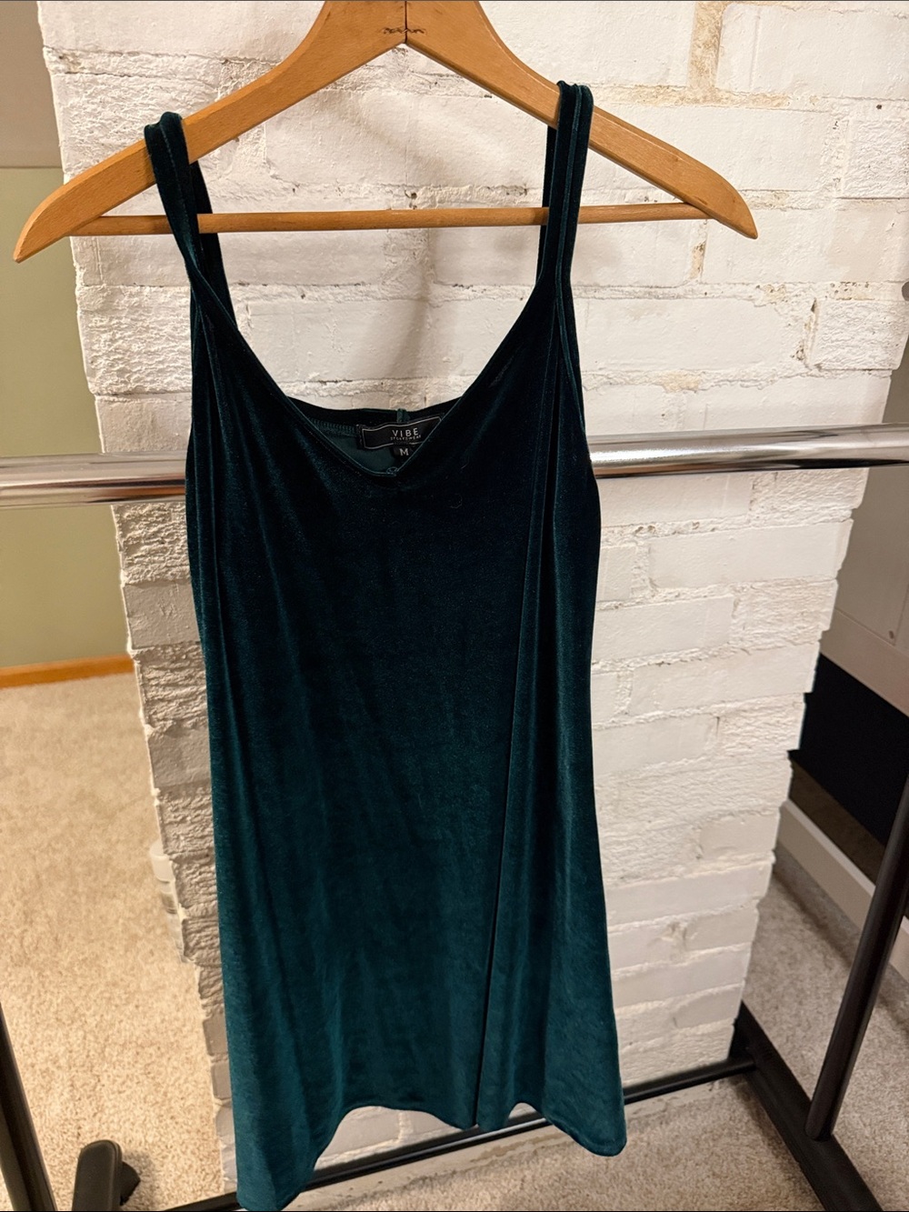 Vince Teal Velvet Camisole Slip Dress